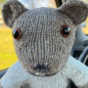 Hand Knit Handmade Teddy Bear Plush Stuffed Animal Gray Sock Sweater Bear Grey